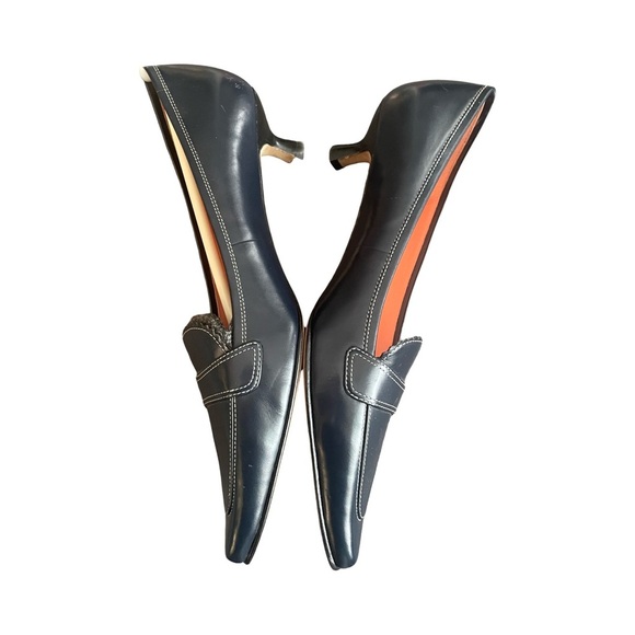 Circa Joan & David Navy Leather Kitten-Heel Loafers – Size 7.5M - Picture 4 of 8
